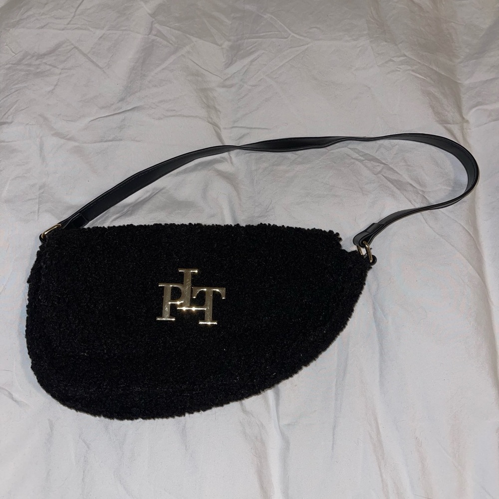 Pretty little thing black sherpa fur purse